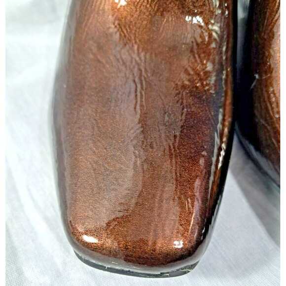 EST. 1946  Brown Faux Patent Leather Textured Square Toe Kitten Heels  Size 7M - Picture 6 of 11